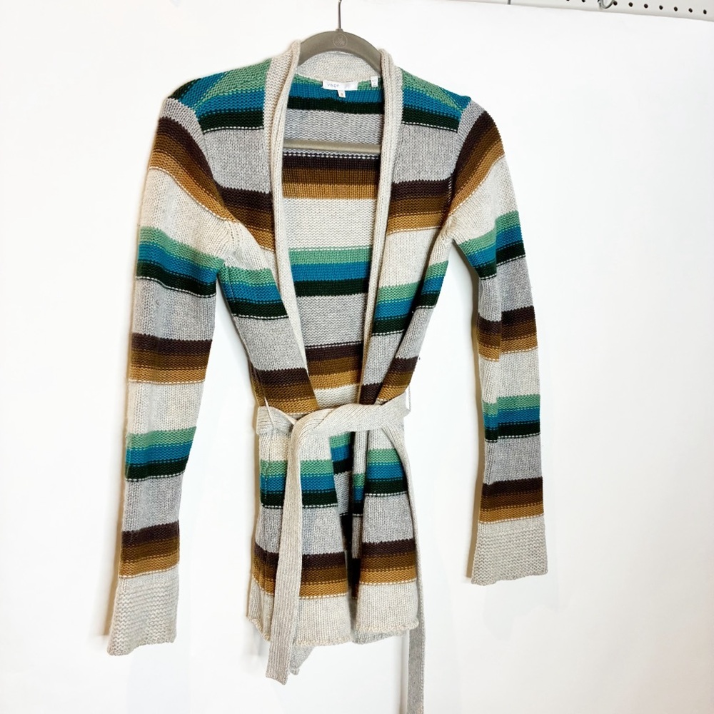Vince | Striped Belted Cardigan - Picture 2 of 5